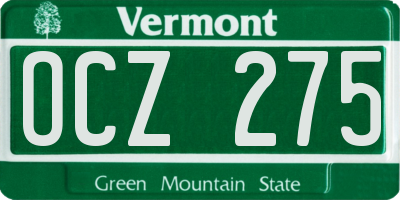 VT license plate OCZ275