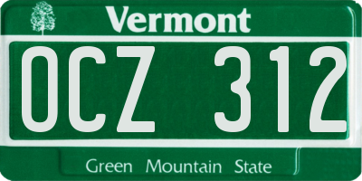 VT license plate OCZ312