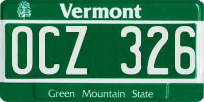 VT license plate OCZ326