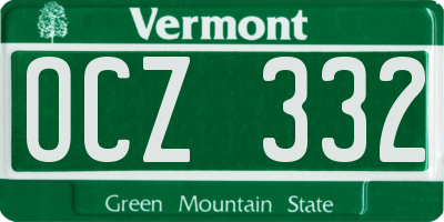 VT license plate OCZ332
