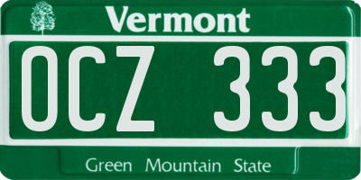 VT license plate OCZ333