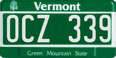 VT license plate OCZ339