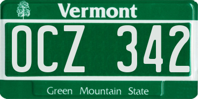 VT license plate OCZ342