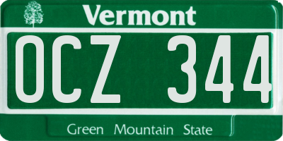 VT license plate OCZ344