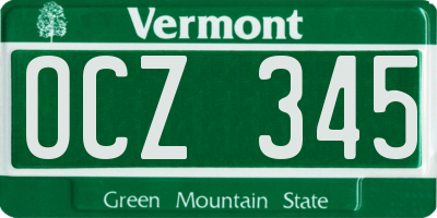 VT license plate OCZ345