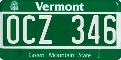 VT license plate OCZ346