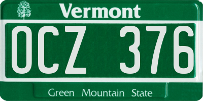 VT license plate OCZ376