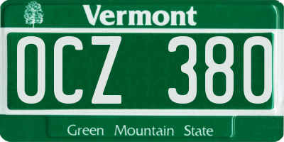 VT license plate OCZ380