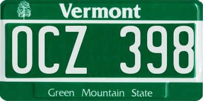 VT license plate OCZ398