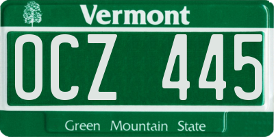 VT license plate OCZ445