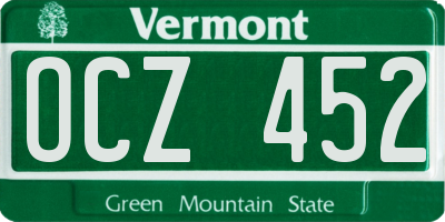 VT license plate OCZ452
