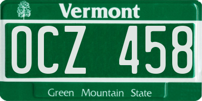 VT license plate OCZ458