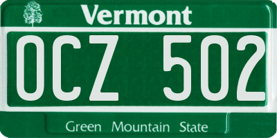 VT license plate OCZ502