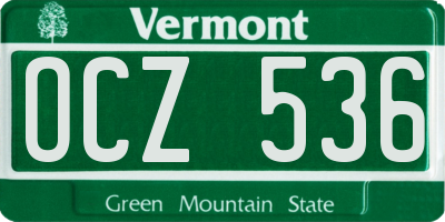 VT license plate OCZ536
