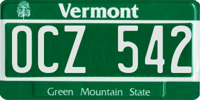VT license plate OCZ542