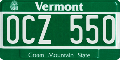 VT license plate OCZ550