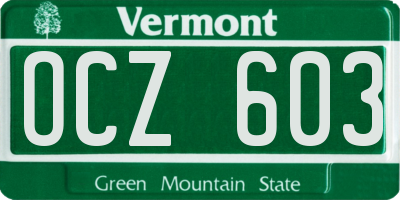 VT license plate OCZ603