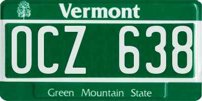 VT license plate OCZ638