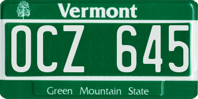 VT license plate OCZ645