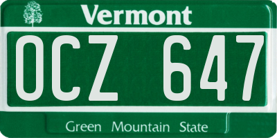 VT license plate OCZ647