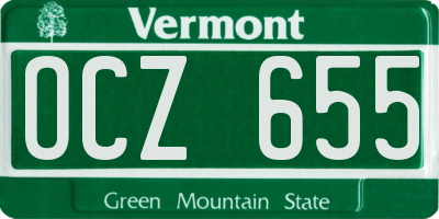VT license plate OCZ655