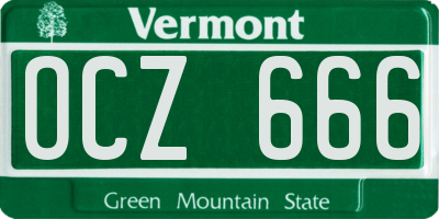 VT license plate OCZ666