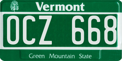 VT license plate OCZ668