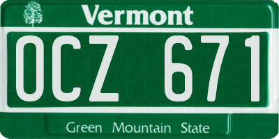 VT license plate OCZ671