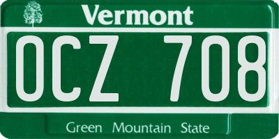 VT license plate OCZ708