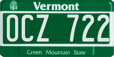 VT license plate OCZ722