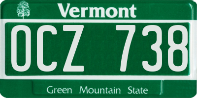 VT license plate OCZ738