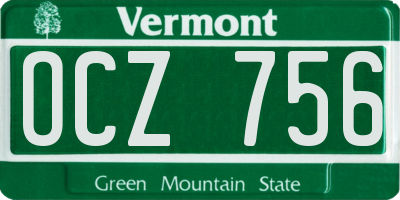 VT license plate OCZ756