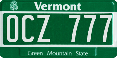 VT license plate OCZ777