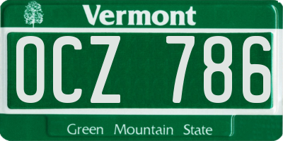 VT license plate OCZ786