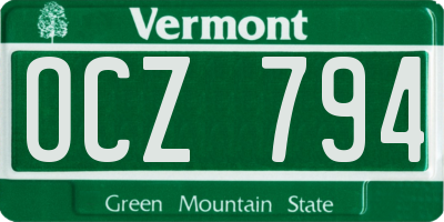 VT license plate OCZ794