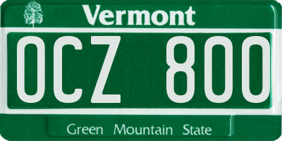 VT license plate OCZ800