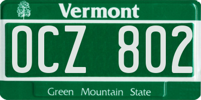 VT license plate OCZ802