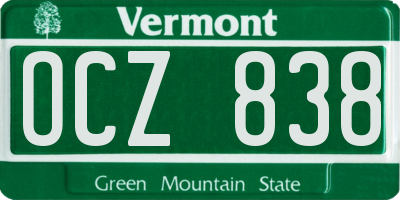 VT license plate OCZ838