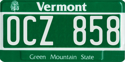 VT license plate OCZ858