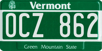 VT license plate OCZ862
