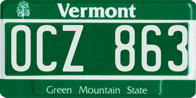 VT license plate OCZ863