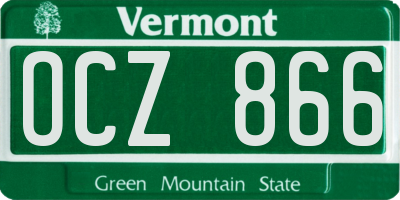 VT license plate OCZ866