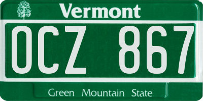 VT license plate OCZ867