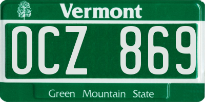 VT license plate OCZ869