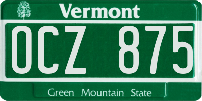 VT license plate OCZ875