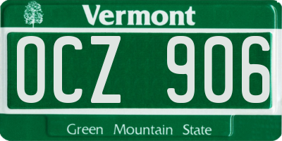 VT license plate OCZ906