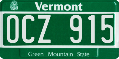 VT license plate OCZ915