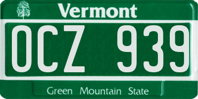 VT license plate OCZ939