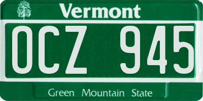 VT license plate OCZ945