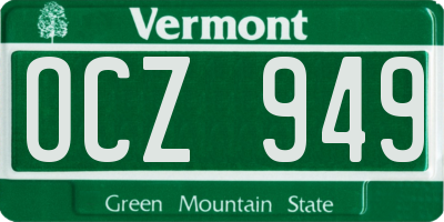 VT license plate OCZ949